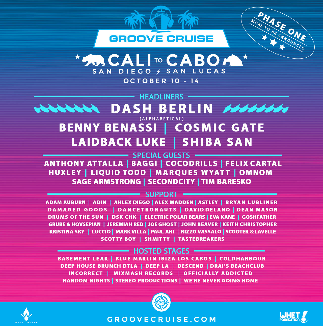 Groove Cruise Cabo 2018 First Full Line Up