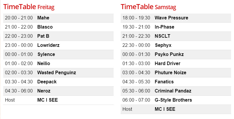 Timetable Dirty Workz